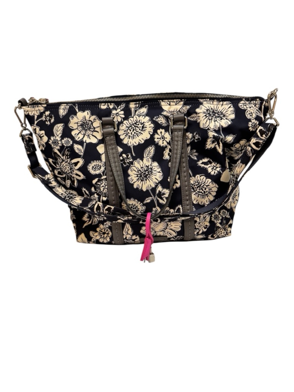 Vera Bradley Midtown Small Midnight Floral Pattern Charm Tote Bag Purse